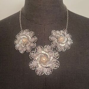 Silver Floral Necklace   